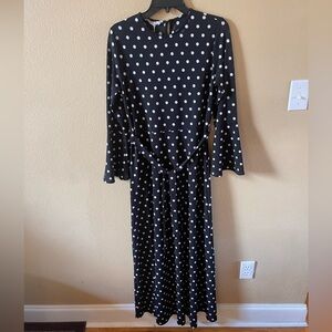 Black polka dot maxi dress